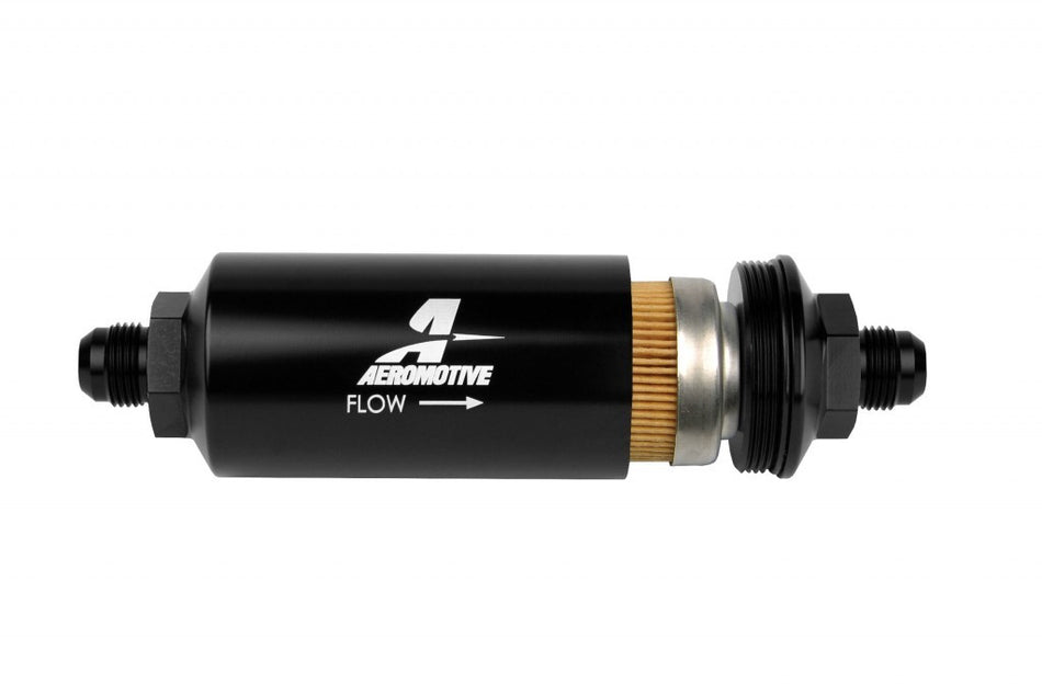 Aeromotive 8an Inline Fuel Filter 10 Micron 2in OD Black 12377