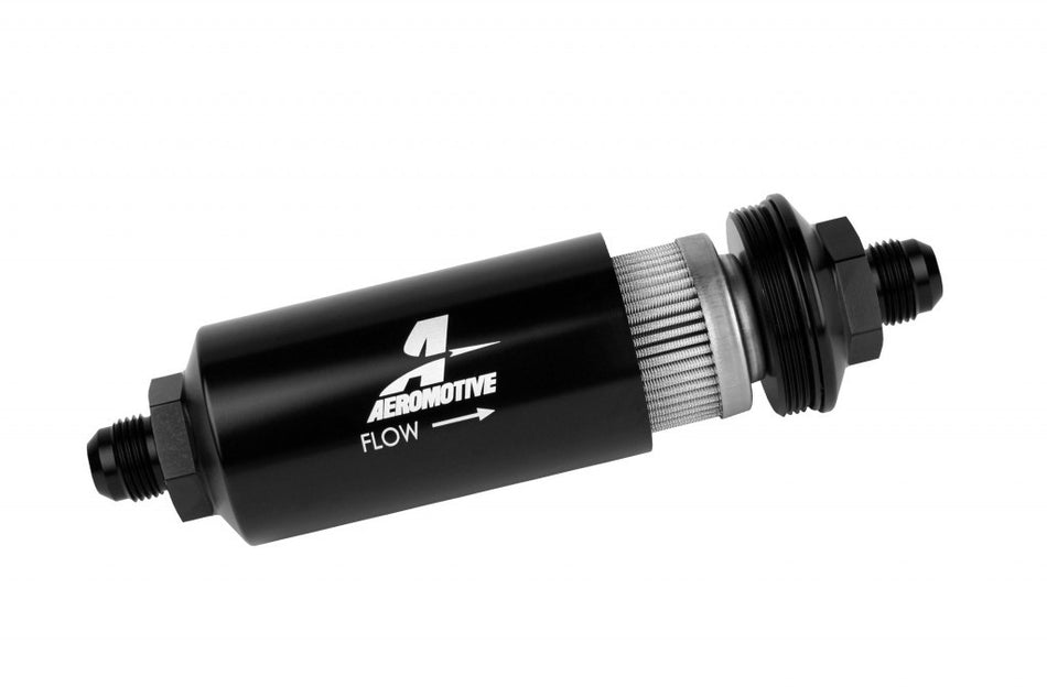 Aeromotive 8an Inline Fuel Filter 40 Micron 2in OD Black 12378