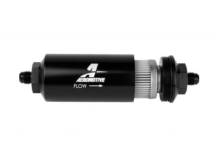 Aeromotive 6an Inline Fuel Filter 100 Micron 2in OD Black 12349 - 704 Auto Parts