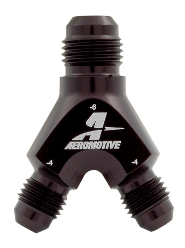 Aeromotive Y - Block Fitting - 6an to 2 x - 4an 15671 - 704 Auto Parts