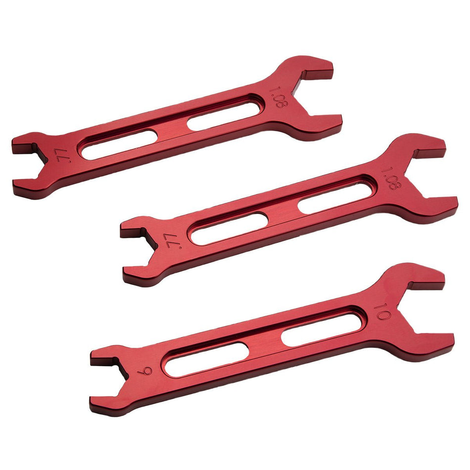 Billet Specialties AN Wrench Set - 3 Piece, Double End, Red Anodized, Aluminum - 704 Auto Parts