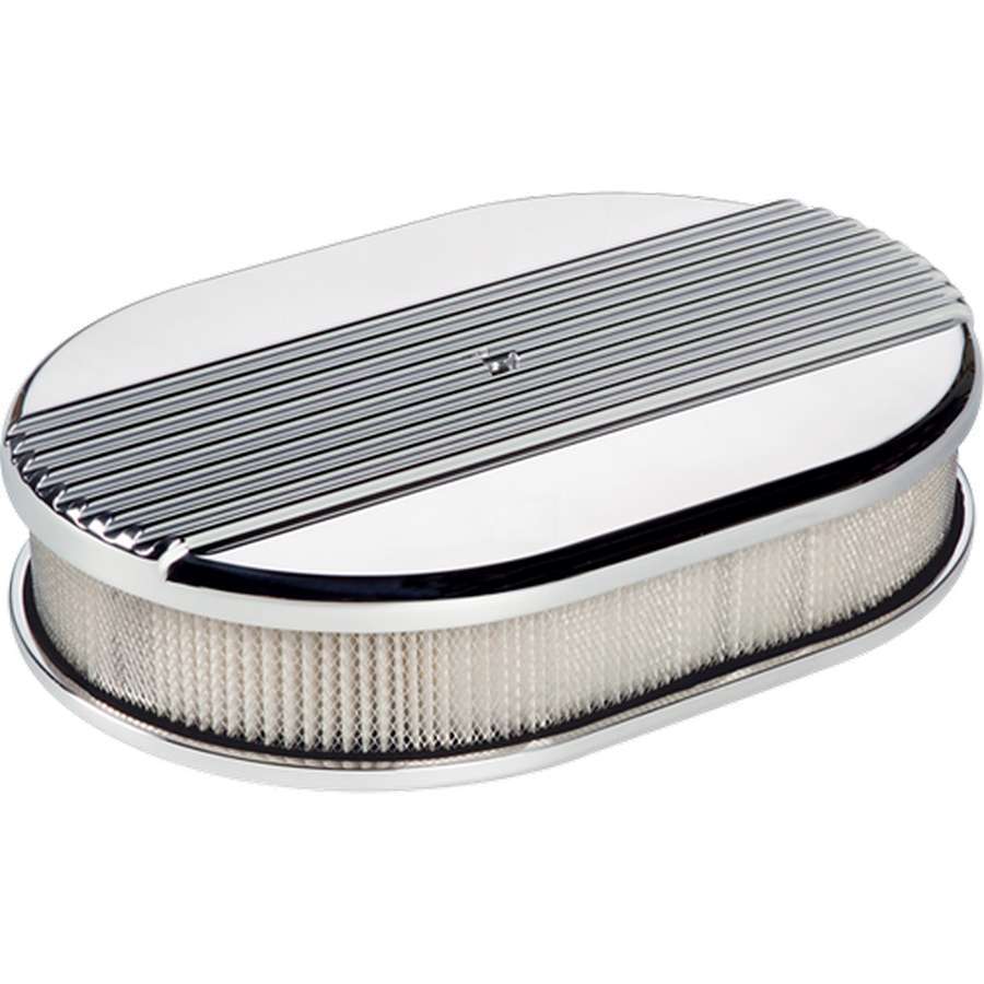 Billet Specialties Polished Oval Air Cleaner - 11.875" x 8.375" - Carb Flange - 704 Auto Parts