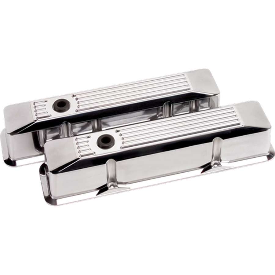 Billet Specialties Polished Tall Ribbed Valve Covers for Small Block Chevy - 704 Auto Parts