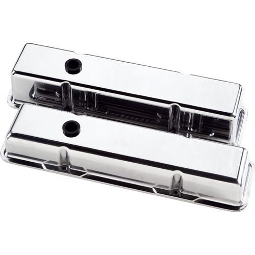 Billet Specialties Short Polished Valve Covers - Baffled, Breather Hole - SBC - 704 Auto Parts