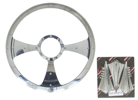 Billet Specialties Stiletto Steering Wheel - 15.5in Diameter, Polished Aluminum - 704 Auto Parts