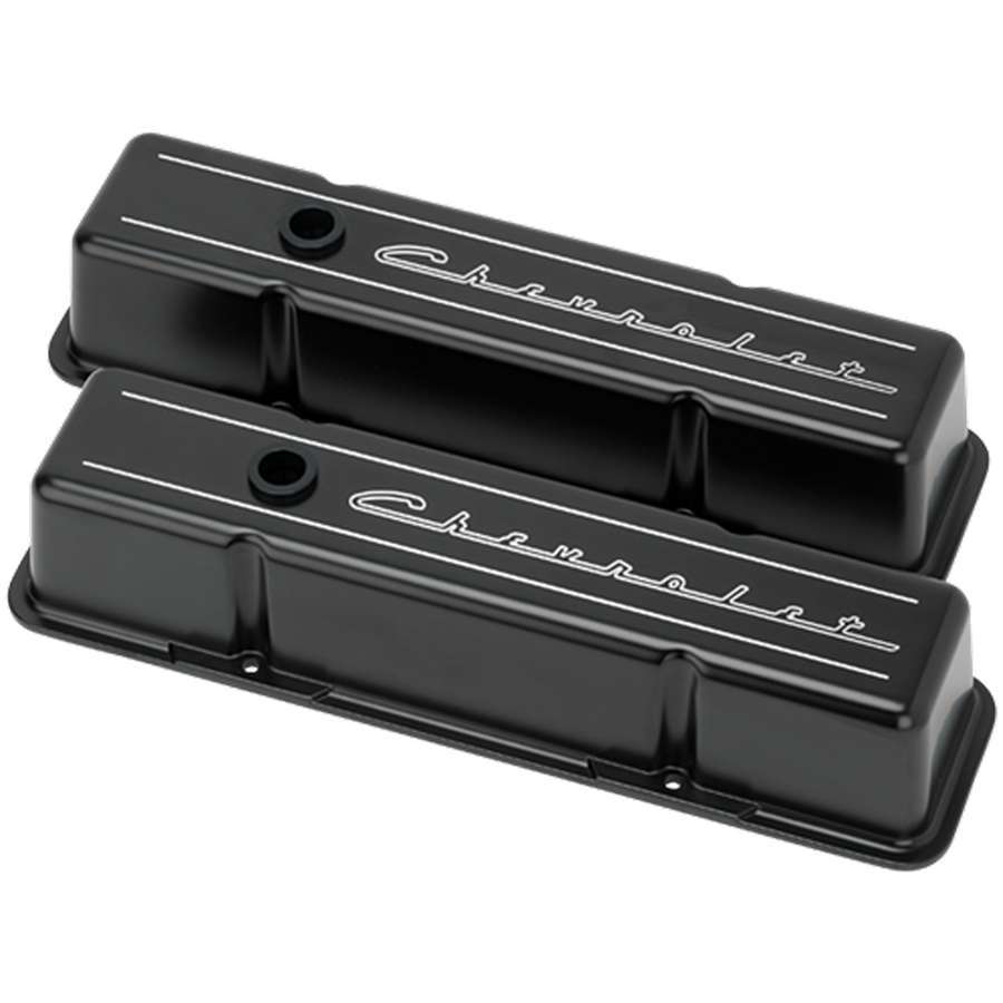 Billet Specialties Tall Baffled Valve Covers - Black Aluminum for Small Block Chevy - 704 Auto Parts