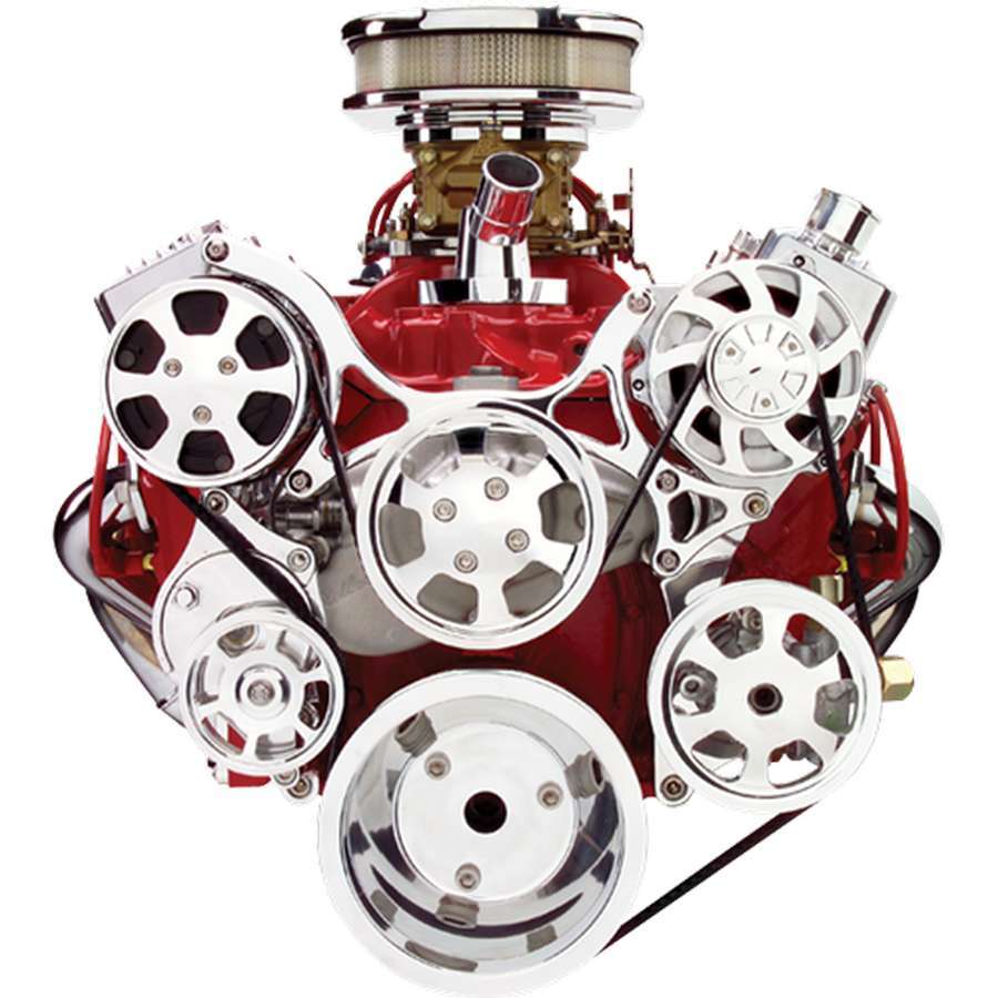 Billet Specialties Tru Trac Pulley Kit - 6 - Rib Serpentine - Polished Aluminum - Small Block Chevy - 704 Auto Parts