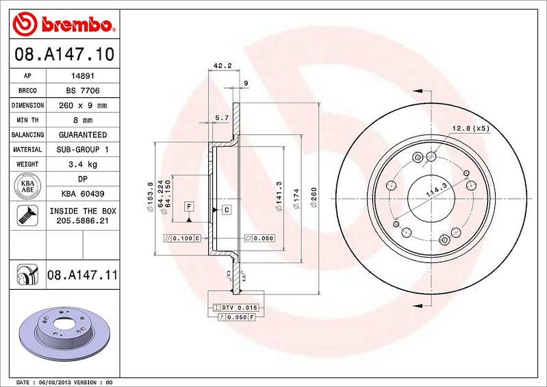 Brembo 10.2" Disc Brake Rotor 08A14711C02 - 704 Auto Parts