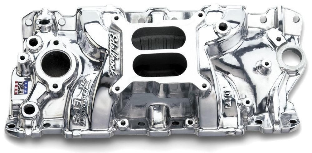 Edelbrock Performer EPS Intake Manifold, Polished Aluminum, Small Block Chevy - 704 Auto Parts