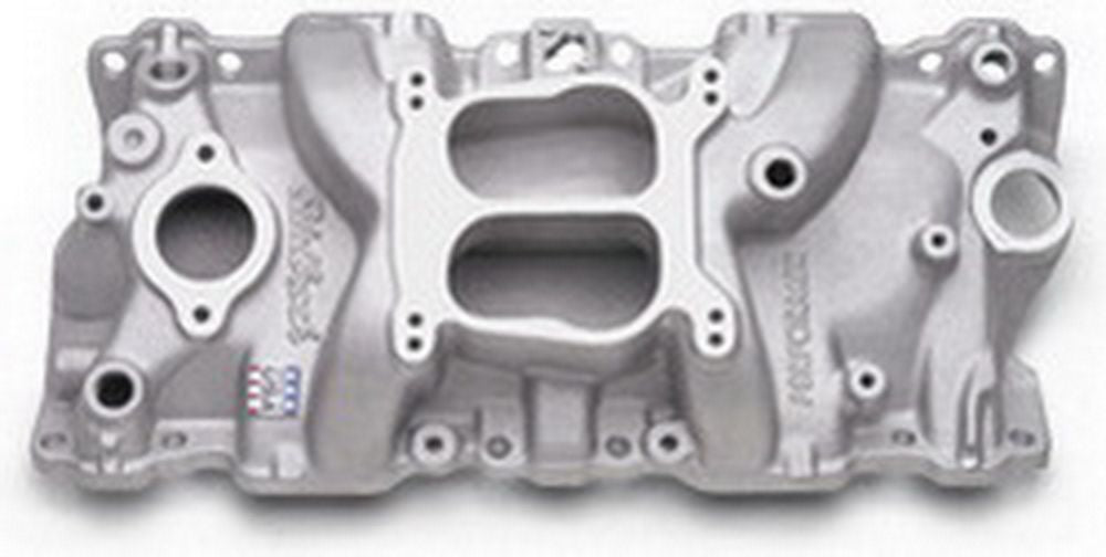 Edelbrock Performer Q - Jet Manifold, Dual Plane Aluminum, Small Block Chevy - 704 Auto Parts