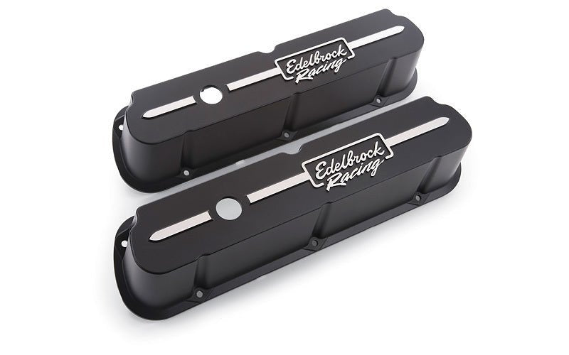 Edelbrock Racing Series Valve Cover Kit, Tall, Black Powder Coat, SBF - 704 Auto Parts