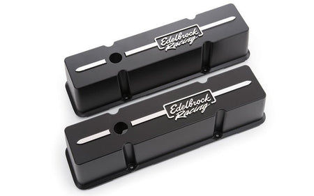 Edelbrock Racing Valve Cover Kit, Tall Design, Black Powder Coat, SBC Compatible - 704 Auto Parts