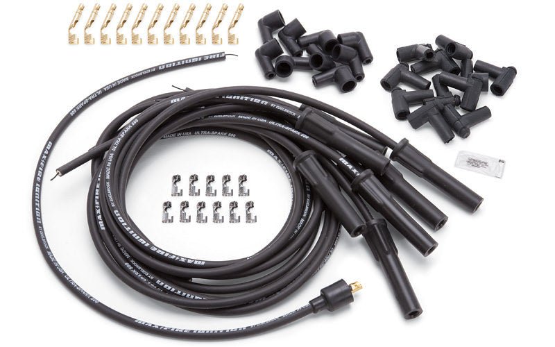 Max Fire Plug Wire Set w/Str Flex Boots Black - 704 Auto Parts