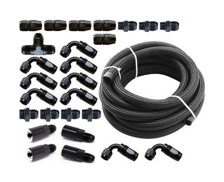 Torque Solution Braided Fuel Line Kit for - 6 Aeromotive FPR and Flex Fuel Kit: Subaru WRX 02 - 14, STI 07 - 21, LGT 07 - 12, FXT 06 - 13 - 704 Auto Parts