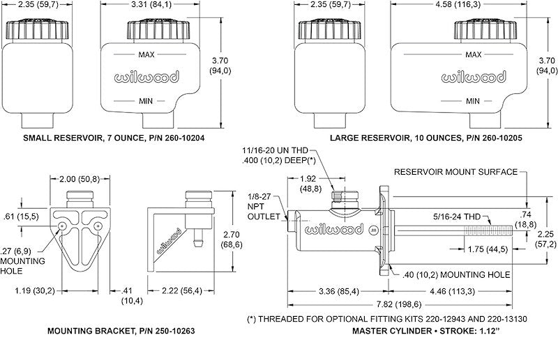 Wilwood Brakes Master Cylinder and Reservoir 260 - 10374 - 704 Auto Parts