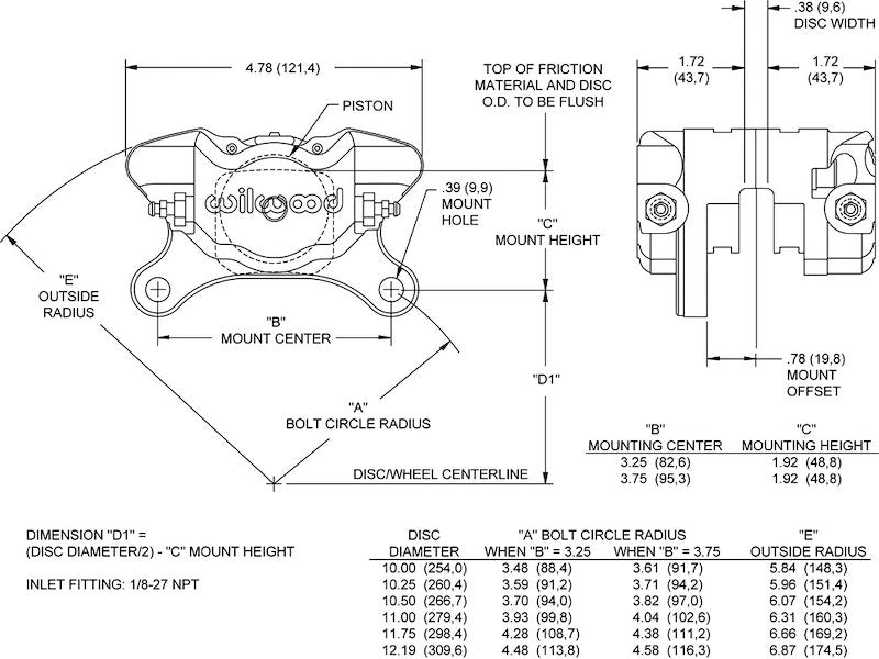 Wilwood Brakes Single Piston Brake Caliper 120 - 10188 - 704 Auto Parts